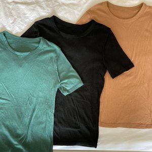 Target Ribbed Tees Bundle Black Tan Teal Size M